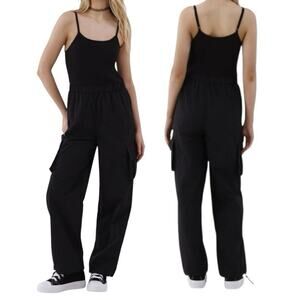 No‎ Boundaries Cargo Jumpsuit Womems XXL Black Streetwear Utility Travel Skater